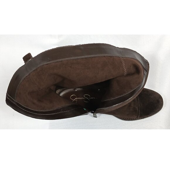 Jessica Simpson Dark Chocolate Brown Mid Calf Suede Leather Boots EUC - Picture 6 of 7